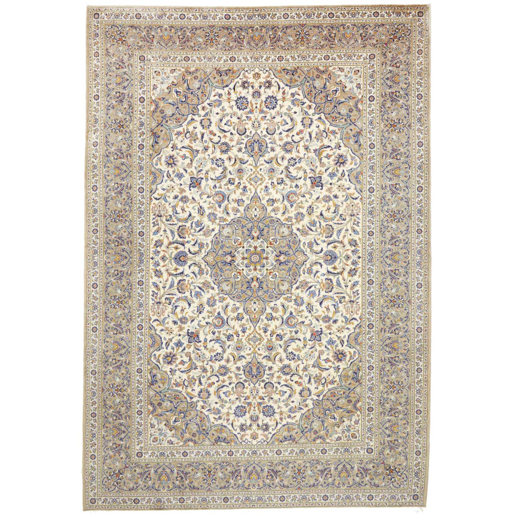 Hand Made Rug Kashan Persia 252x367 Ivory Blue