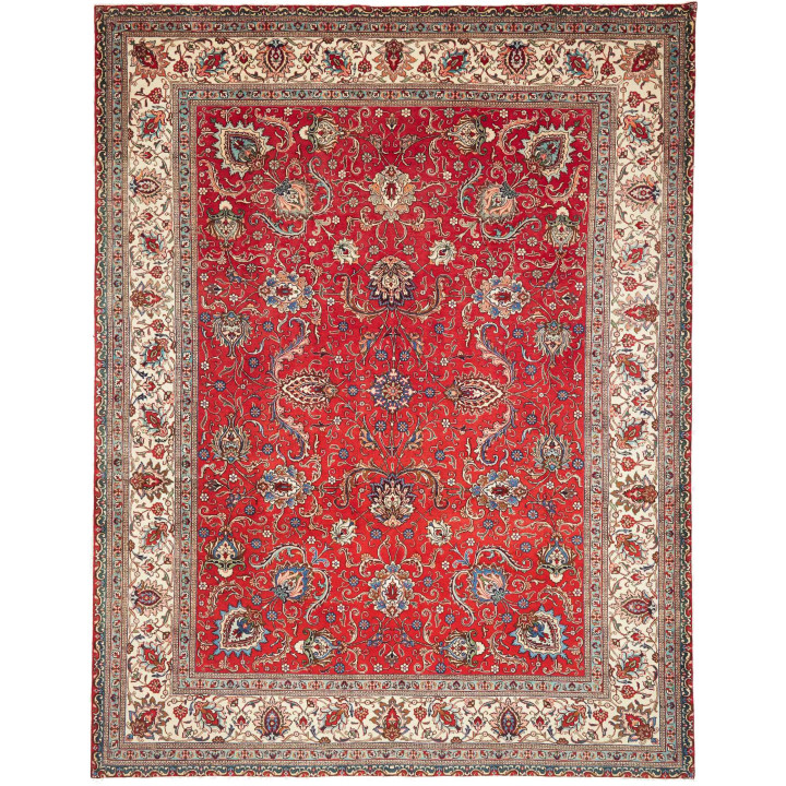 Hand Made Rug Tabriz Persia 300x385 Red Ivory