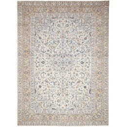 Hand Made Rug Kashan Persia 283x380 Ivory Blue