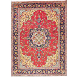 Hand Made Rug Tabriz Persia 257x348 Red Dark Bl