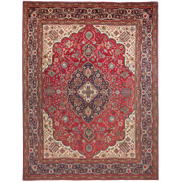 Hand Made Rug Tabriz Persia 300x400 Red Dark Bl