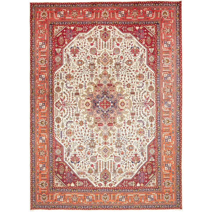 Hand Made Rug Tabriz Persia 252x346 Ivory Red