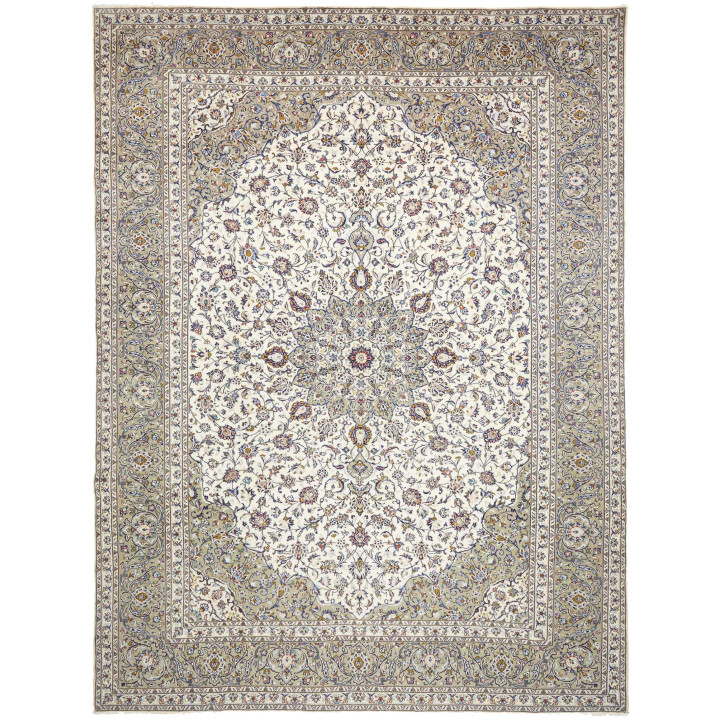Hand Made Rug Kashan Persia 300x397 Ivory Taupe