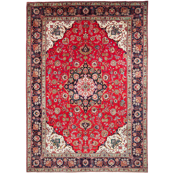 Hand Made Rug Tabriz Persia 254x365 Red Dark Bl