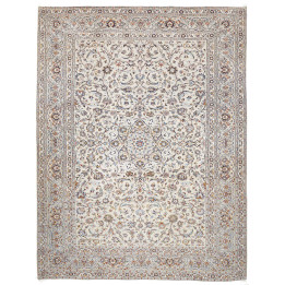 Hand Made Rug Kashan Persia 295x382 Ivory Blue