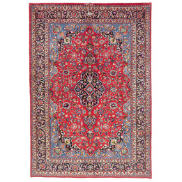 Hand Made Rug Mashad Persia 203x293 Red Dark Bl