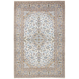 Hand Made Rug Kashan Persia 200x302 Ivory Blue