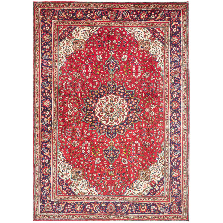 Hand Made Rug Tabriz Persia 230x328 Red Dark Bl