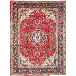 Hand Made Rug Tabriz Persia 252x340 Red Dark Bl