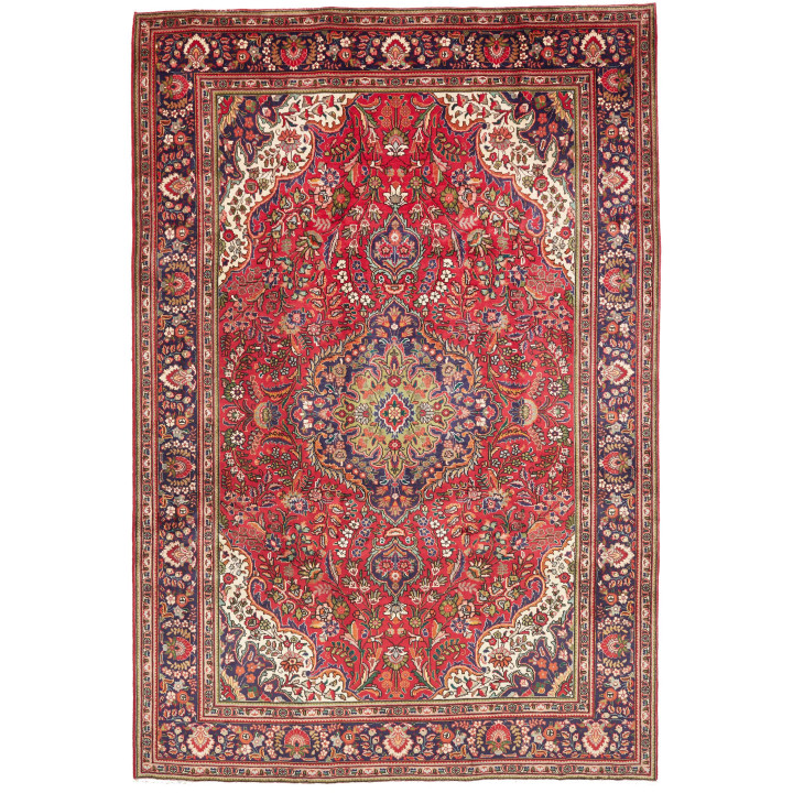 Hand Made Rug Tabriz Persia 230x338 Red Dark Bl