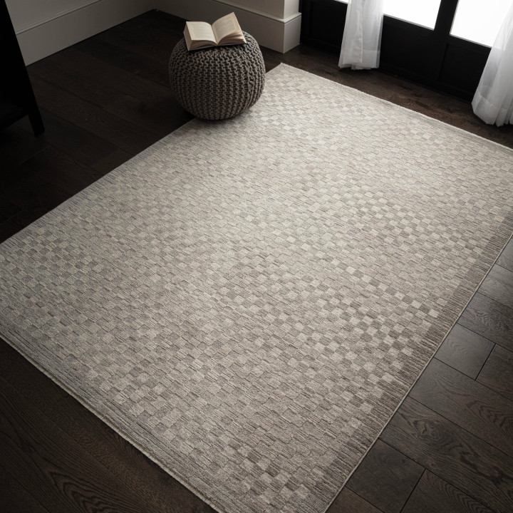 Tappeto Laurent geometrico grigio e argento 200x