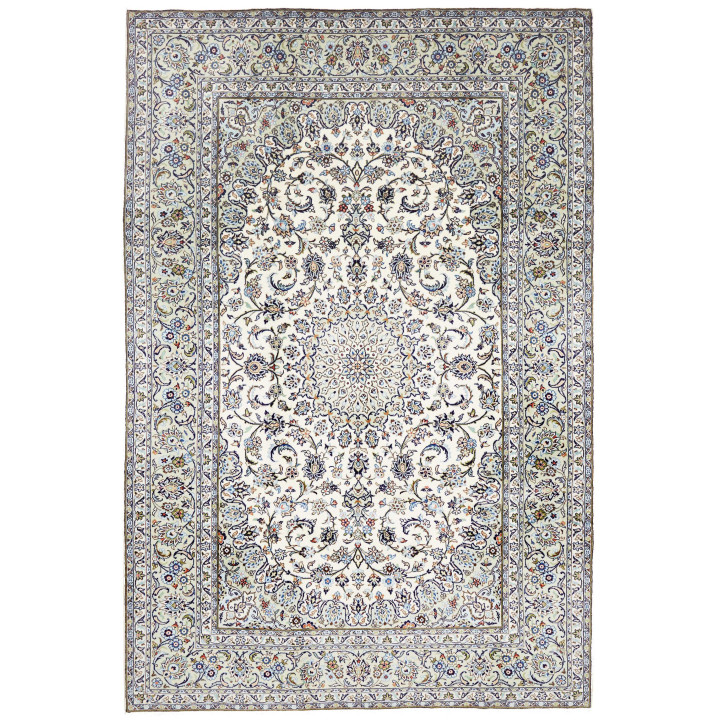 Hand Made Rug Kashan Persia 196x297 Ivory Avio