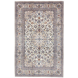 Hand Made Rug Kashan Persia 196x312 Ivory Cobal