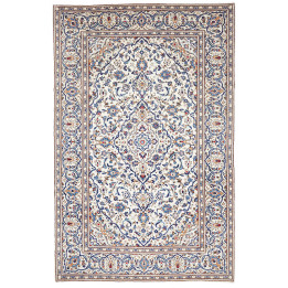 Hand Made Rug Kashan Persia 196x300 Ivory Blue
