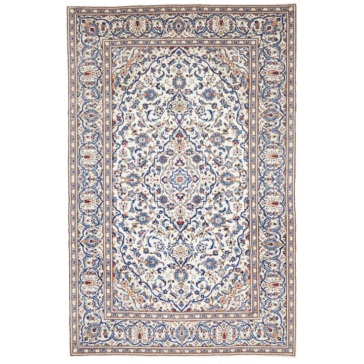 Hand Made Rug Kashan Persia 196x300 Ivory Blue
