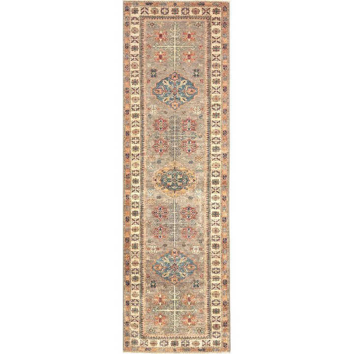 Hand Made Rug Kazak Fine Pakistan 79x254 Grey B