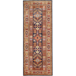 Hand Made Rug Kazak Fine Pakistan 77x200 Midnig