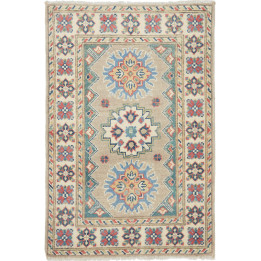 Hand Made Rug Kazak Afghanistan 62x94 Beige Blu