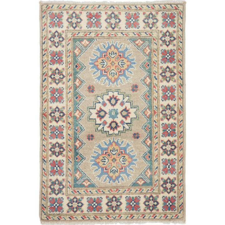 Hand Made Rug Kazak Afghanistan 62x94 Beige Blu