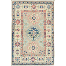Hand Made Rug Kazak Afghanistan 58x90 Ivory Blu