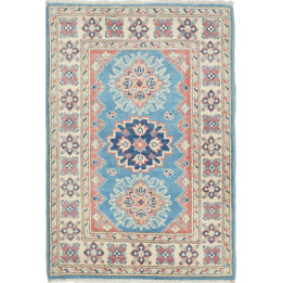 Hand Made Rug Kazak Afghanistan 62x90 Light Blu