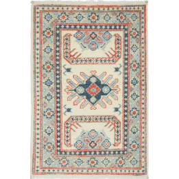 Hand Made Rug Kazak Afghanistan 60x90 Ivory Blu