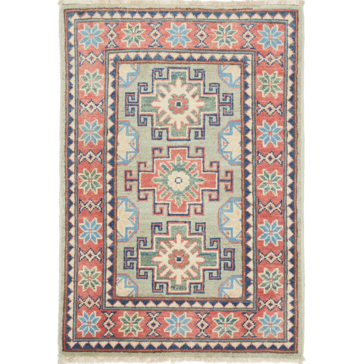 Hand Made Rug Kazak Afghanistan 61x89 Sage Gree