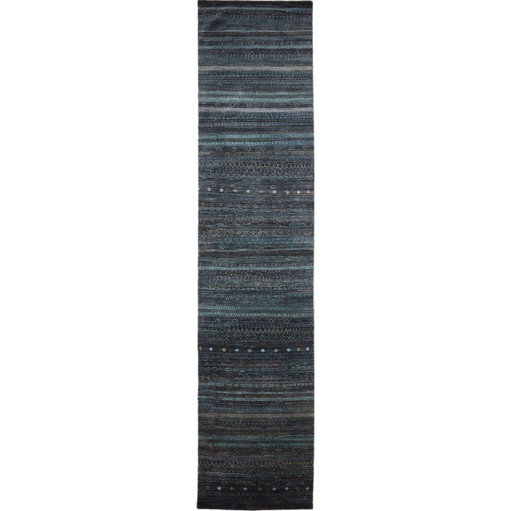 Hand Made Rug Cromopura Pakistan 90x428 Dark Bl