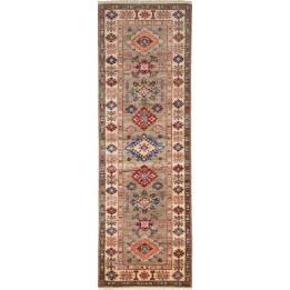 Hand Made Rug Kazak Fine Pakistan 82x258 Taupe