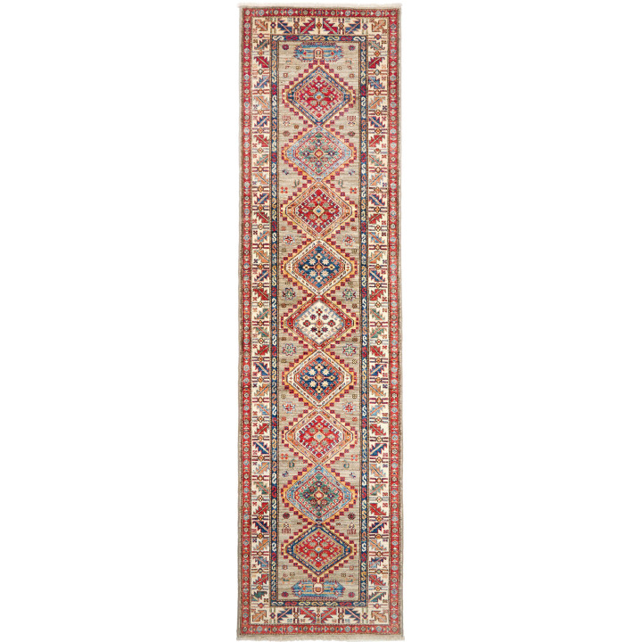 Hand Made Rug Kazak Fine Pakistan 77x309 Beige