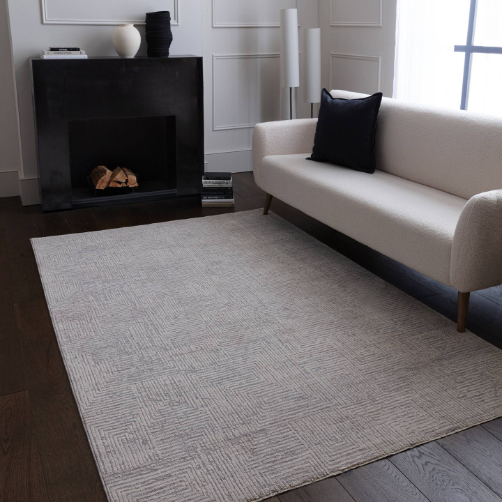 Rug Laurent geometric light grey and silver 160x