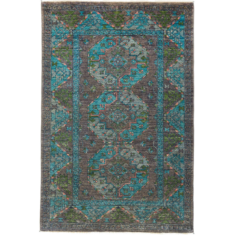 Rug Tribal Pakistan 125x188 Turquoise Anthracit