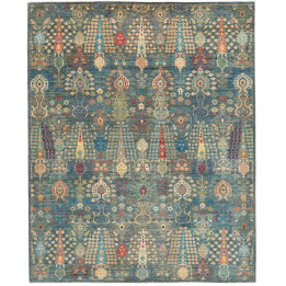 Hand Made Rug Floralia Pakistan 246x303 Petrol