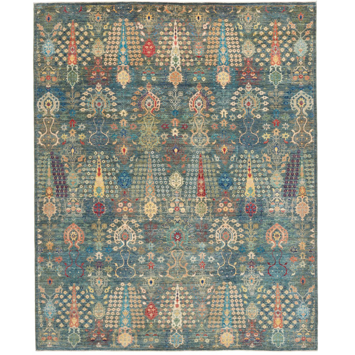 Hand Made Rug Floralia Pakistan 246x303 Petrol