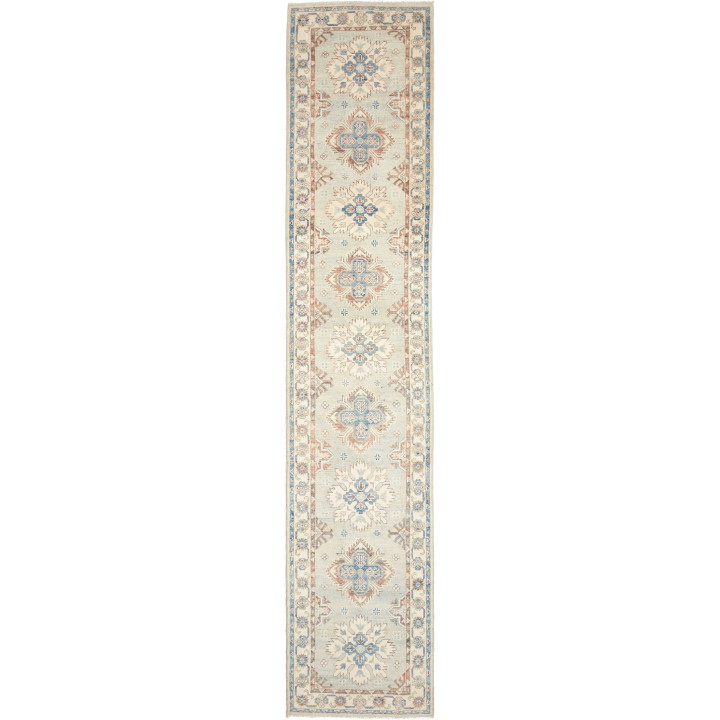 Hand Made Rug Kazak Afghanistan 79x387 Light Bl
