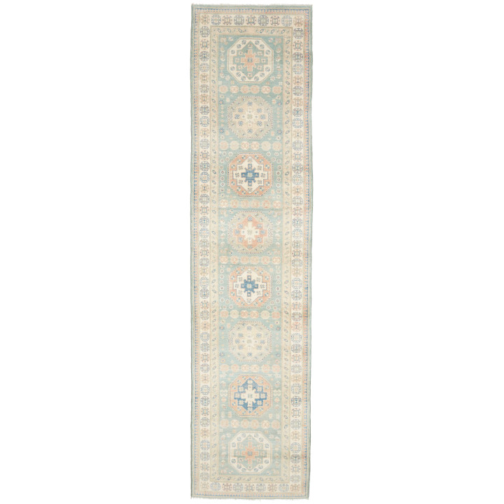 Tappeto Originale Kazak Afghanistan 83x354 Verd