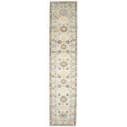 Hand Made Rug Kazak Afghanistan 84x392 Light Bl
