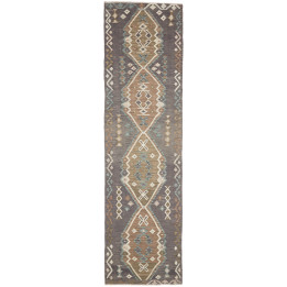 Hand Made Rug Kilim Afghanistan 79x304 Dark Gra