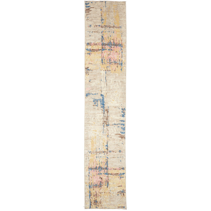 Hand Made Rug Berber Pakistan 84x418 Beige Blue