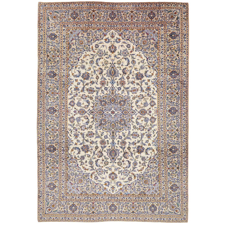 Hand Made Rug Kashan Persia 244x362 Ivory Blue