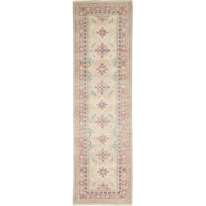 Hand Made Rug Kazak Afghanistan 82x289 Sage Gre