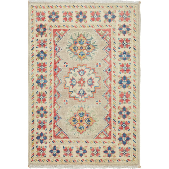 Hand Made Rug Kazak Afghanistan 61x96 Beige Red