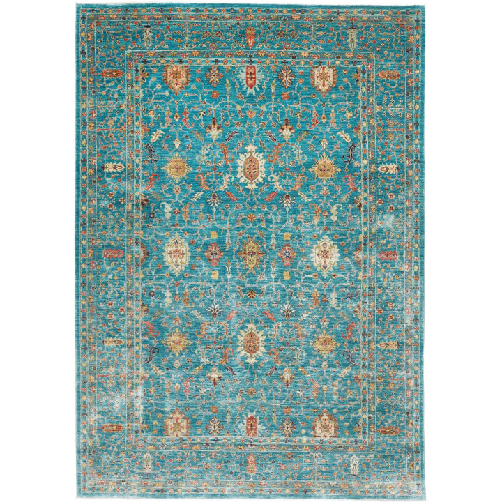 Hand Made Rug Floralia Pakistan 206x295 Petrol