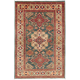 Hand Made Rug Kazak Fine Pakistan 92x140 Petrol