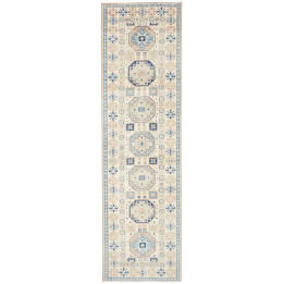 Hand Made Rug Kazak Afghanistan 83x289 Ivory Bl