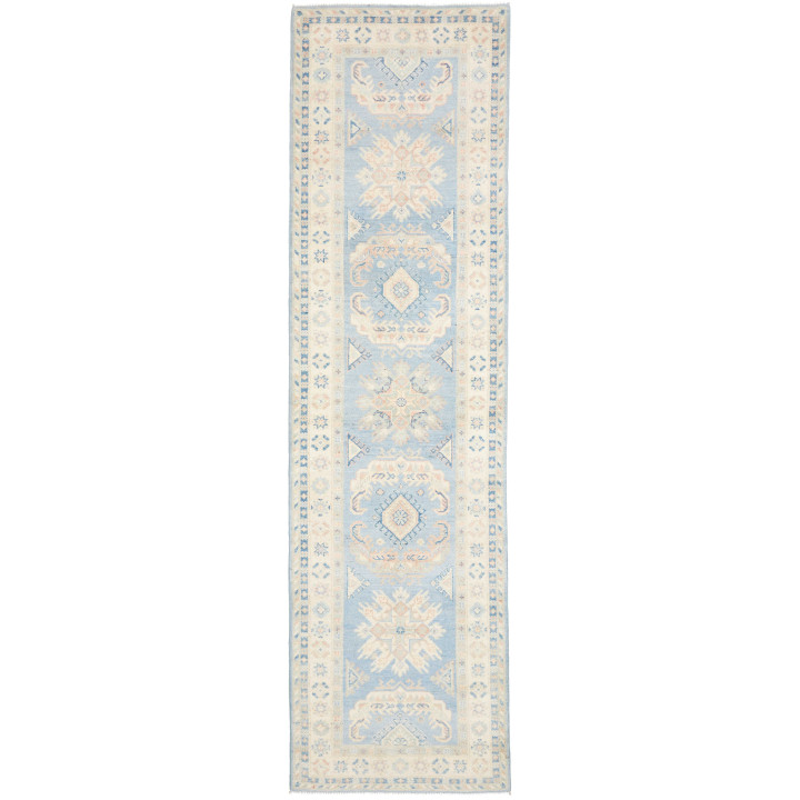 Hand Made Rug Kazak Afghanistan 83x298 Light Bl