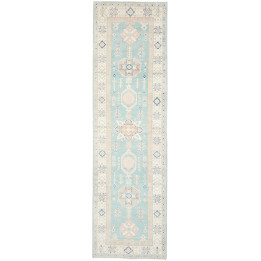 Hand Made Rug Kazak Afghanistan 83x287 Light Bl