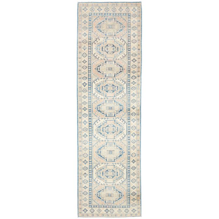 Hand Made Rug Kazak Afghanistan 82x290 Blue Bei