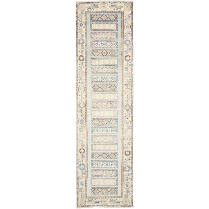 Hand Made Rug Kazak Afghanistan 88x328 Light Bl