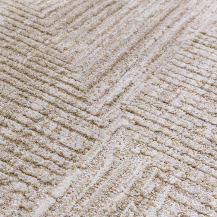 Tappeto Laurent geometrico beige e corda 160x240